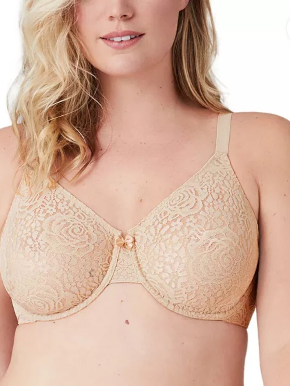 Wacoal Halo Lace Underwire Bra Sand Nude Sheer Size 40C Racerback